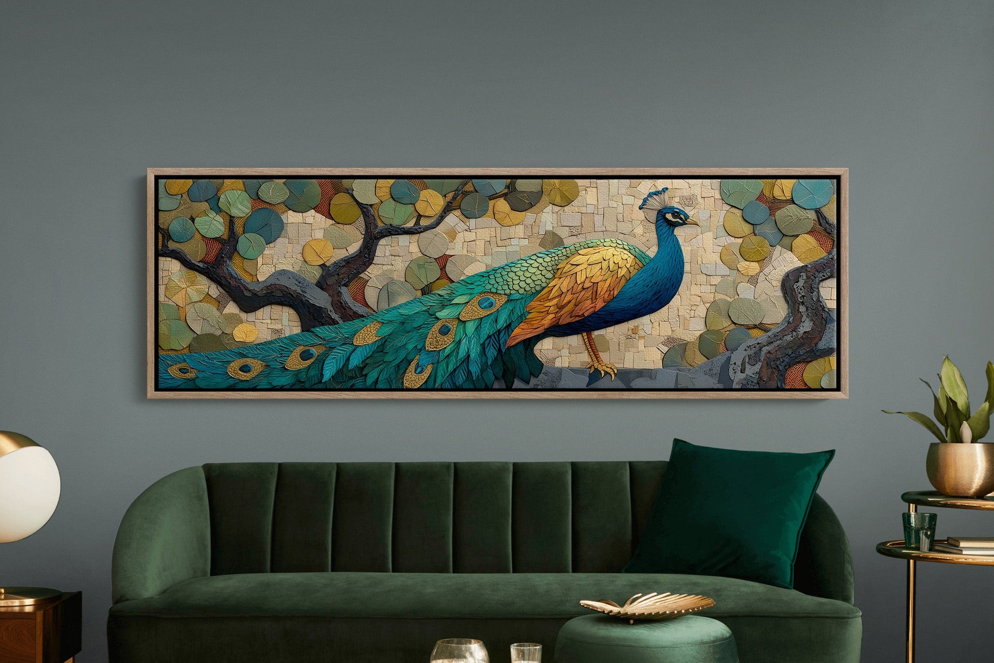 Peacock Among Painted Leaves