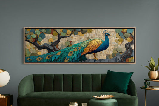 Peacock Among Painted Leaves