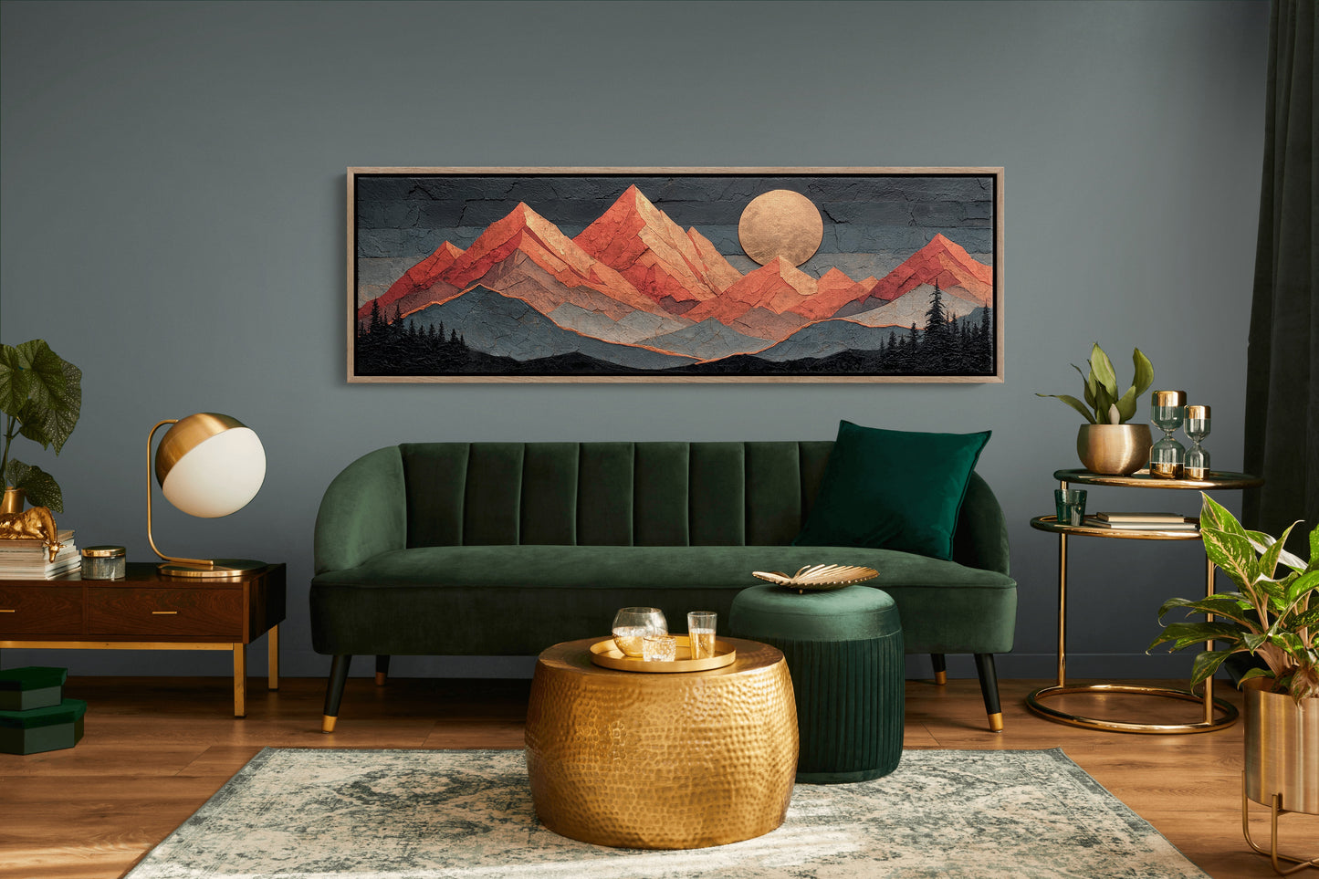 Copper Moonrise Over Ember Peaks