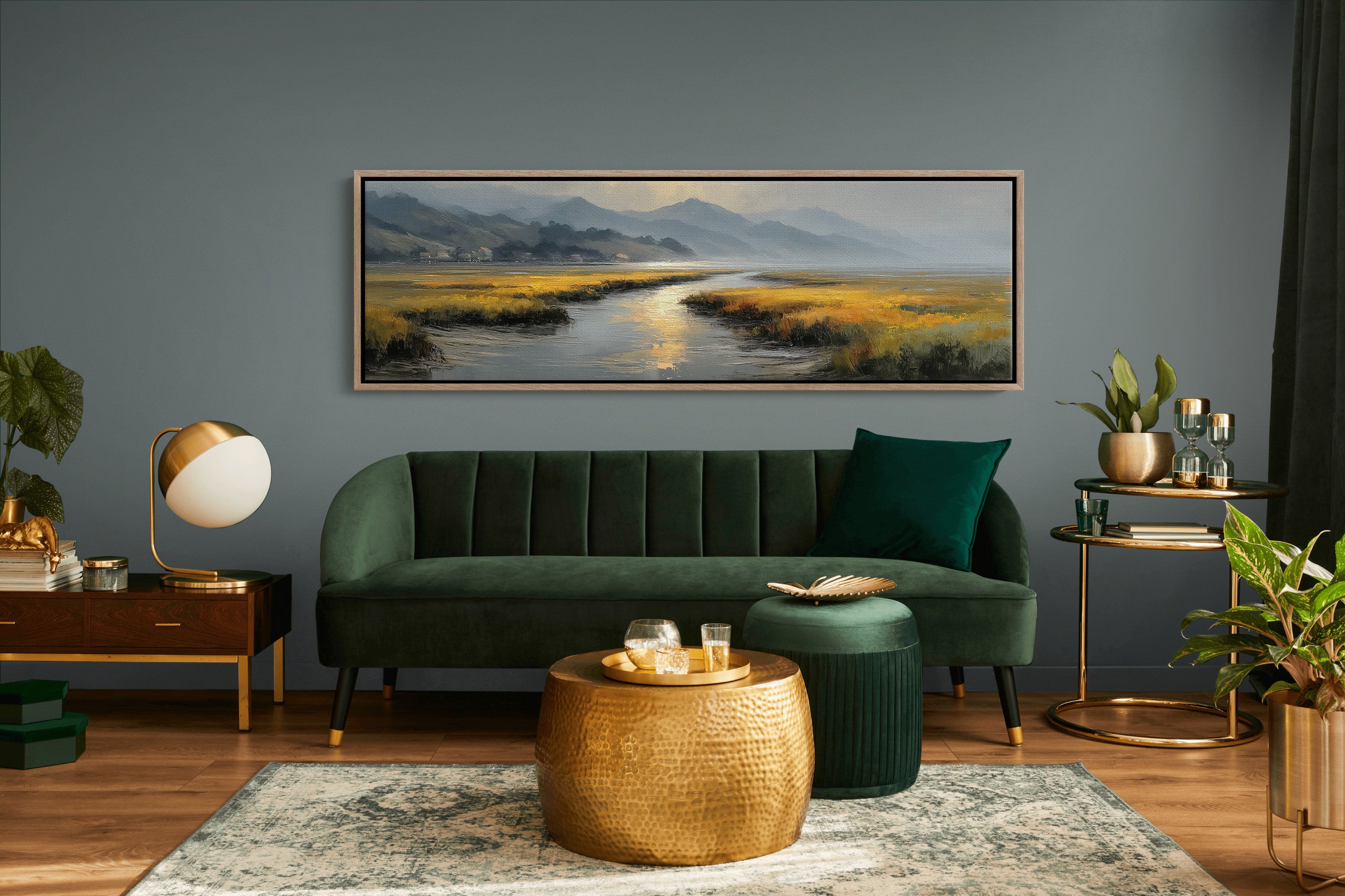 Golden Marsh Under Distant Peaks