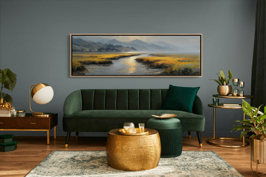 Golden Marsh Under Distant Peaks