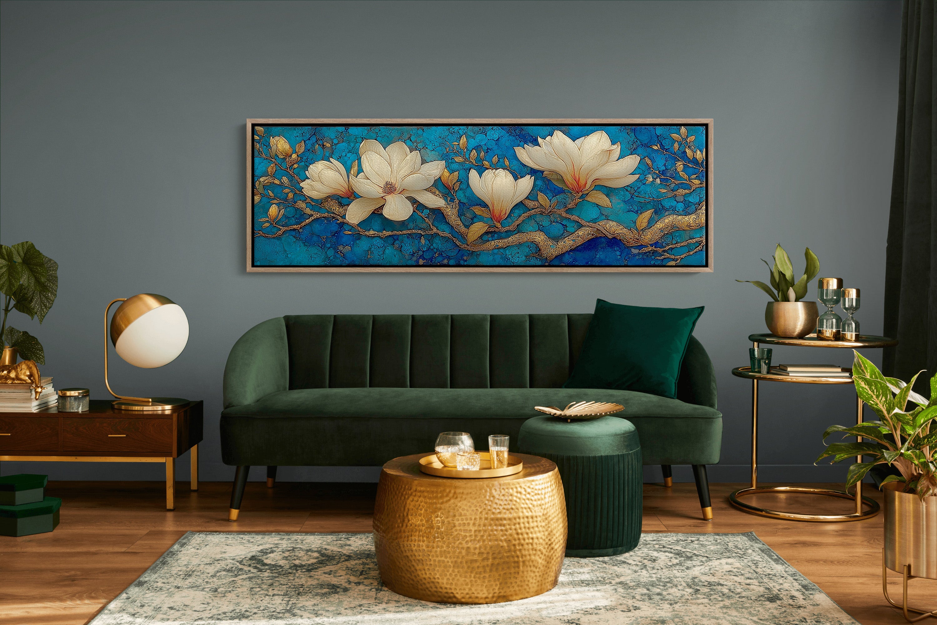 Golden Magnolia on Blue Marble