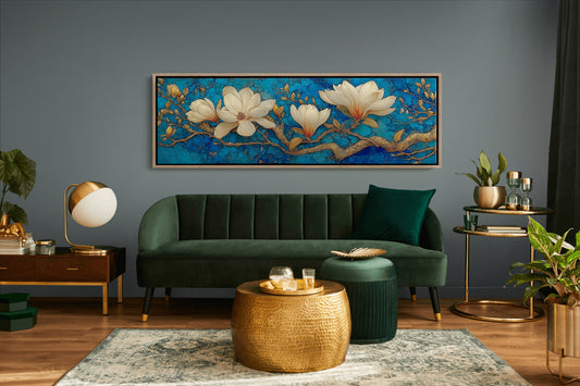 Golden Magnolia on Blue Marble