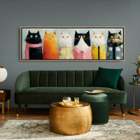 Dressed-Up Cats in a Row