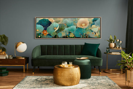 Blooming Waves of Teal and Amber