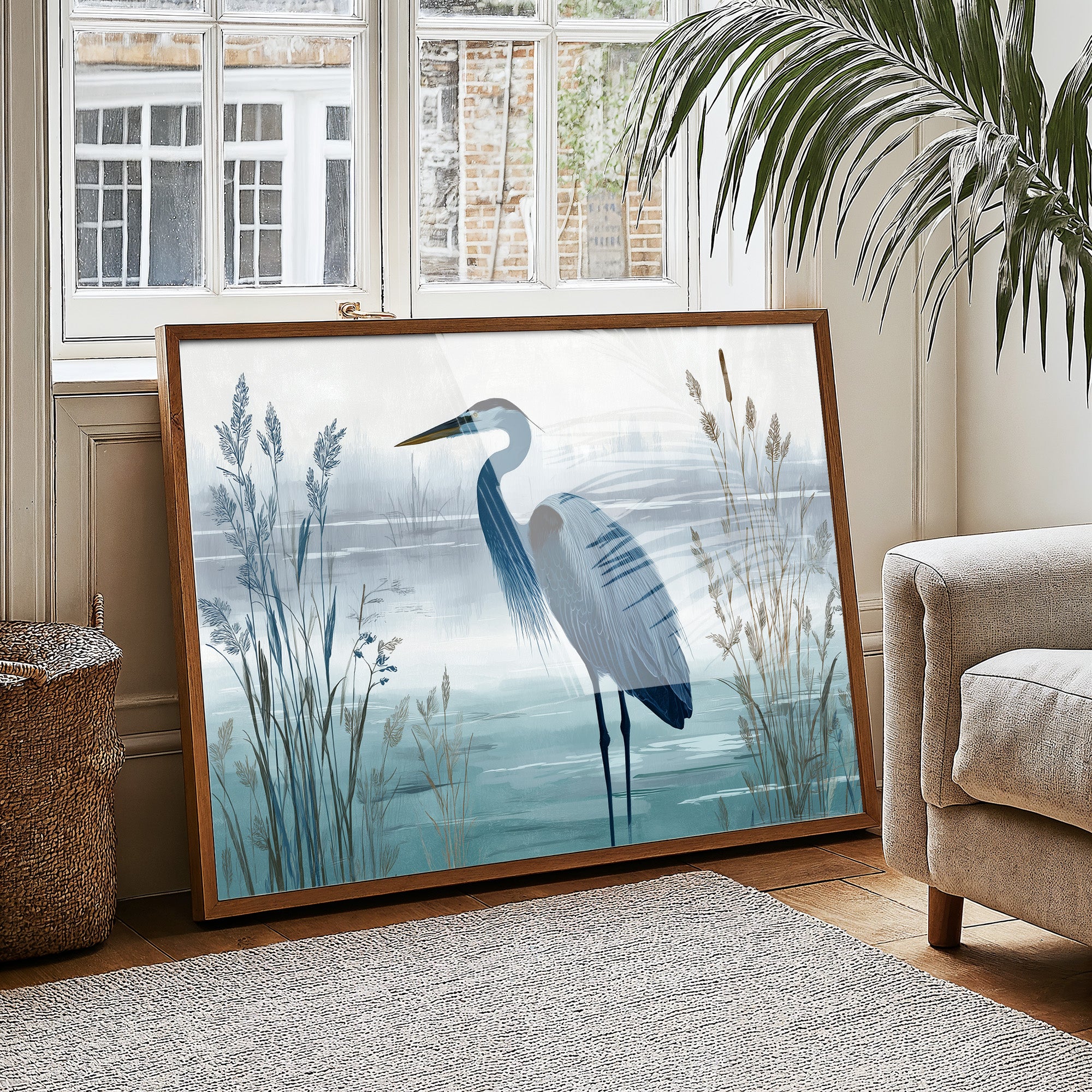 Blue Heron in Quiet Marsh