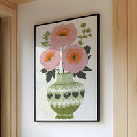 Blush Blooms In Olive Vase