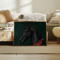 Midnight Stallion in Crimson Silk