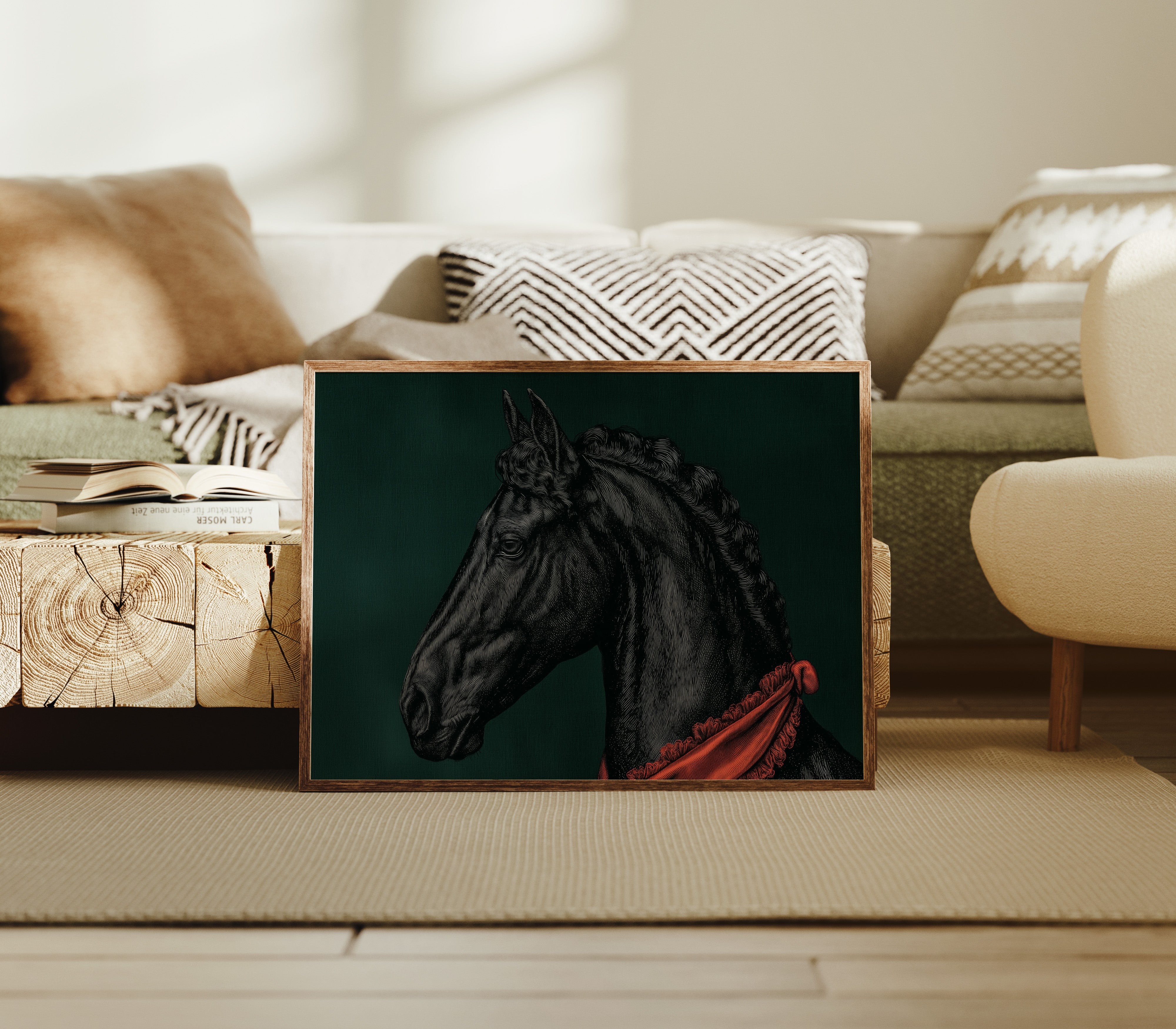 Midnight Stallion in Crimson Silk