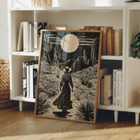 Lone Wanderer Under Desert Moon