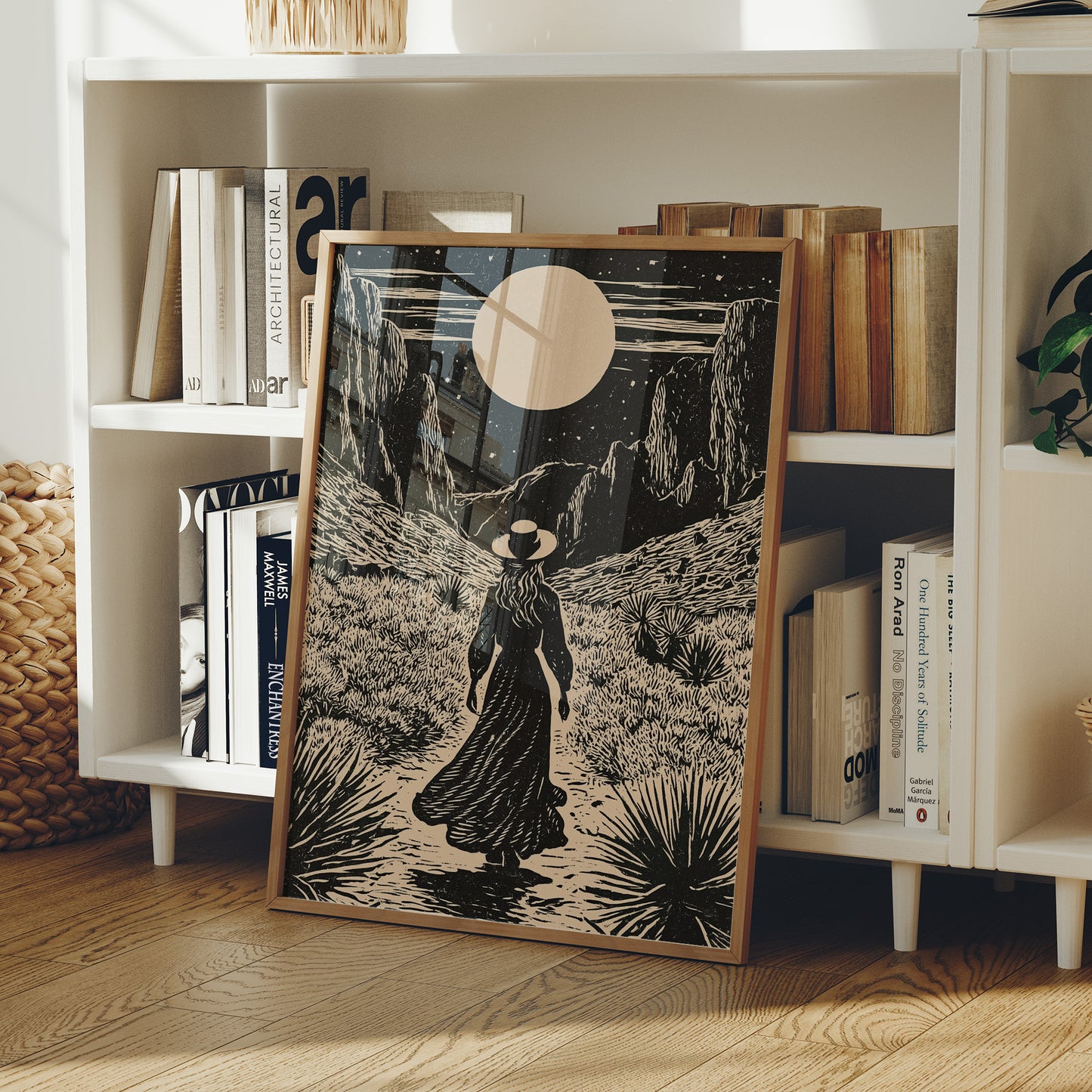 Lone Wanderer Under Desert Moon