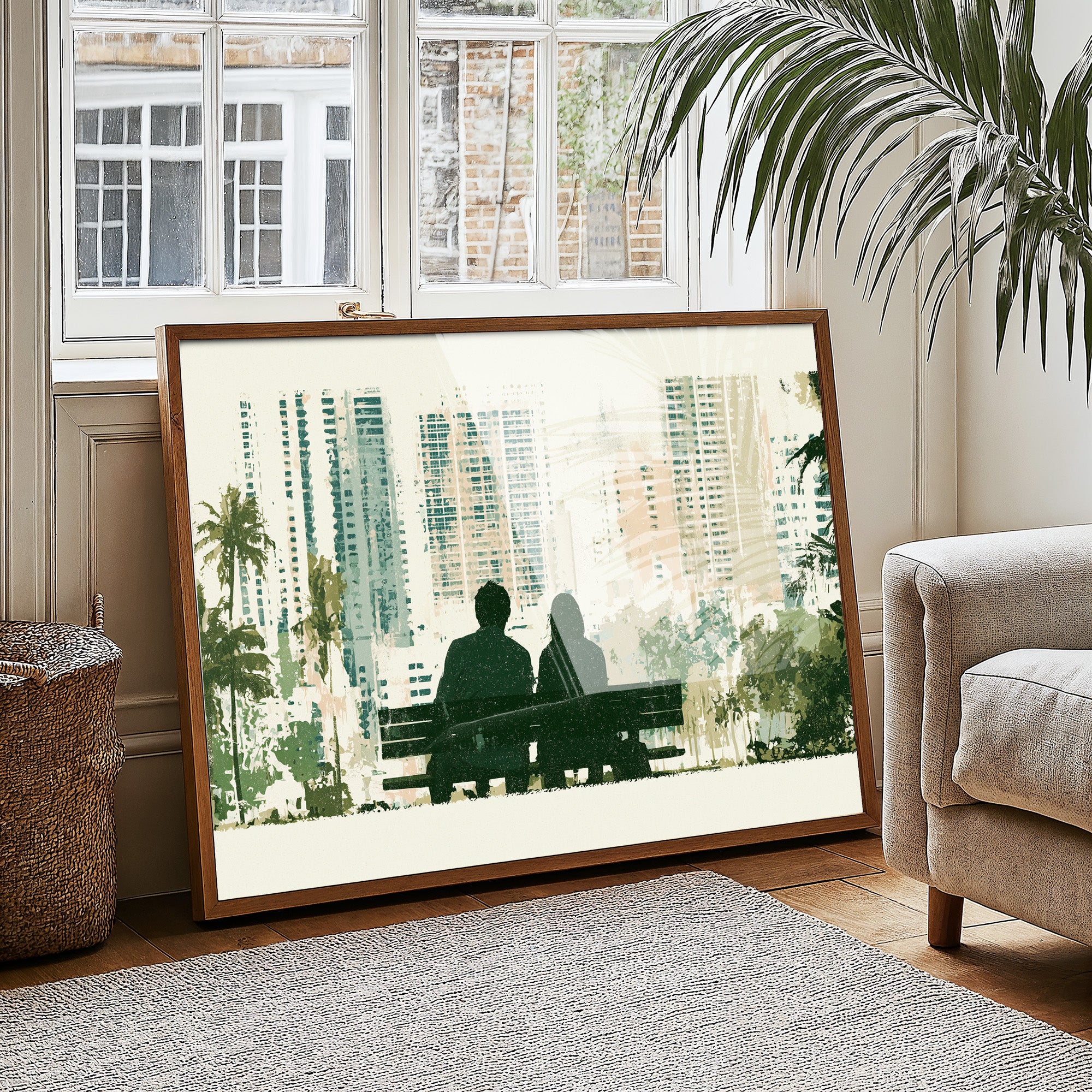 Park Bench, City Backdrop