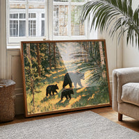Black Bear Family, Dappled Trail