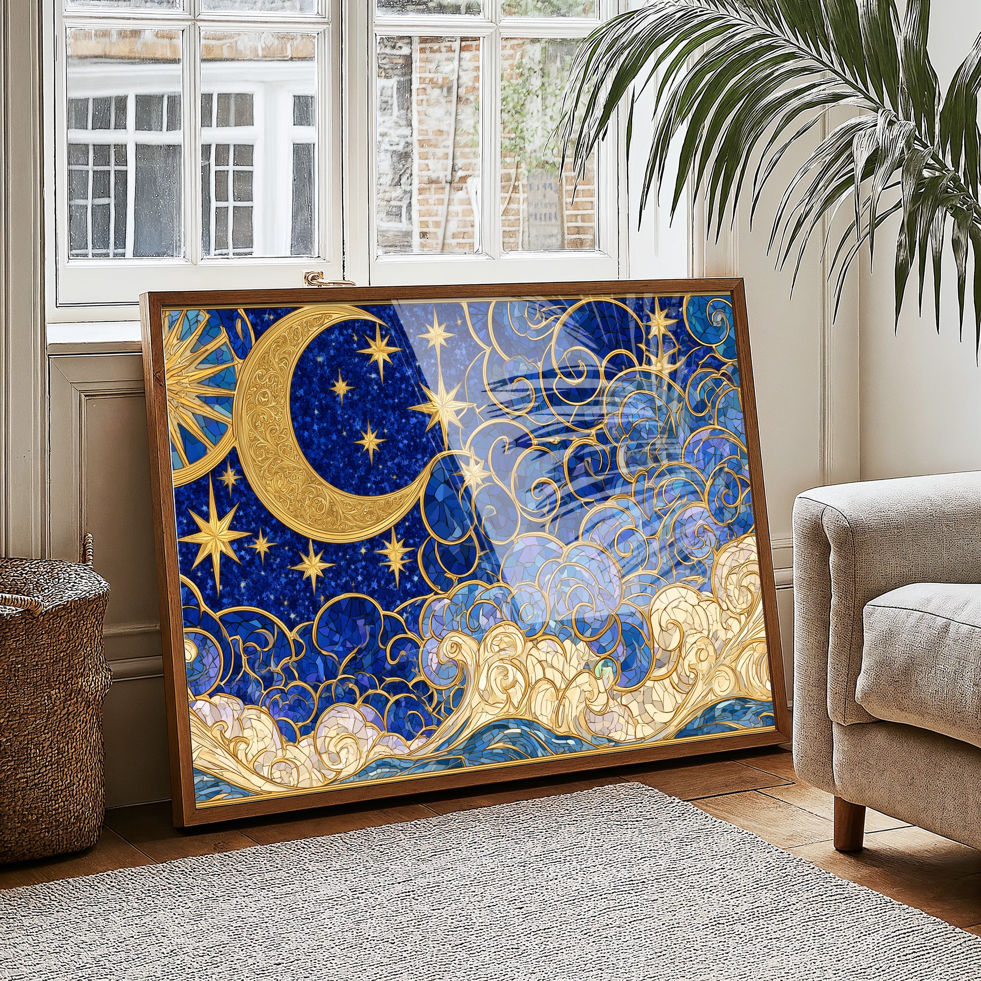 Moon and Stars, Gilded Glass