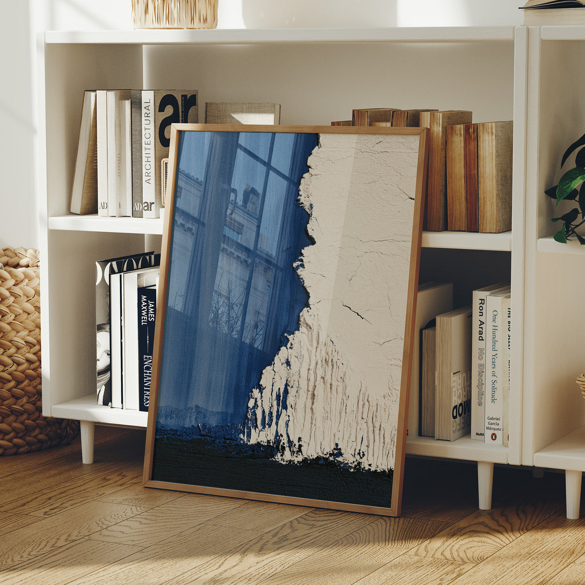 Indigo White Torn Edge Abstract