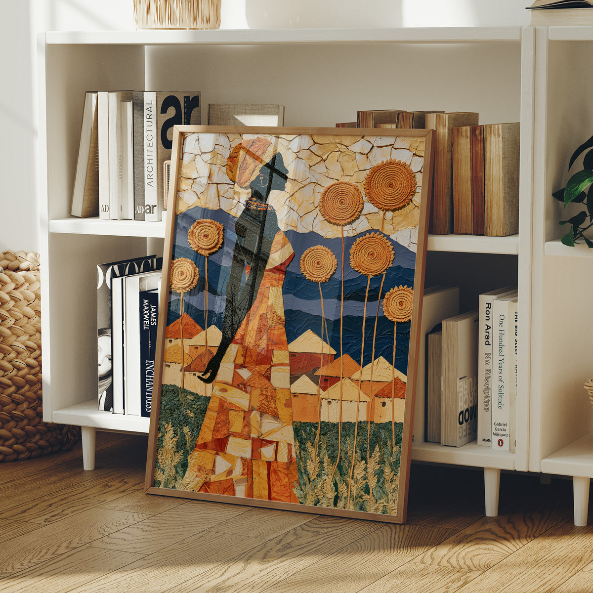 African Village Textile Collage