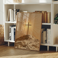 Radiant Cross on Rocky Hilltop