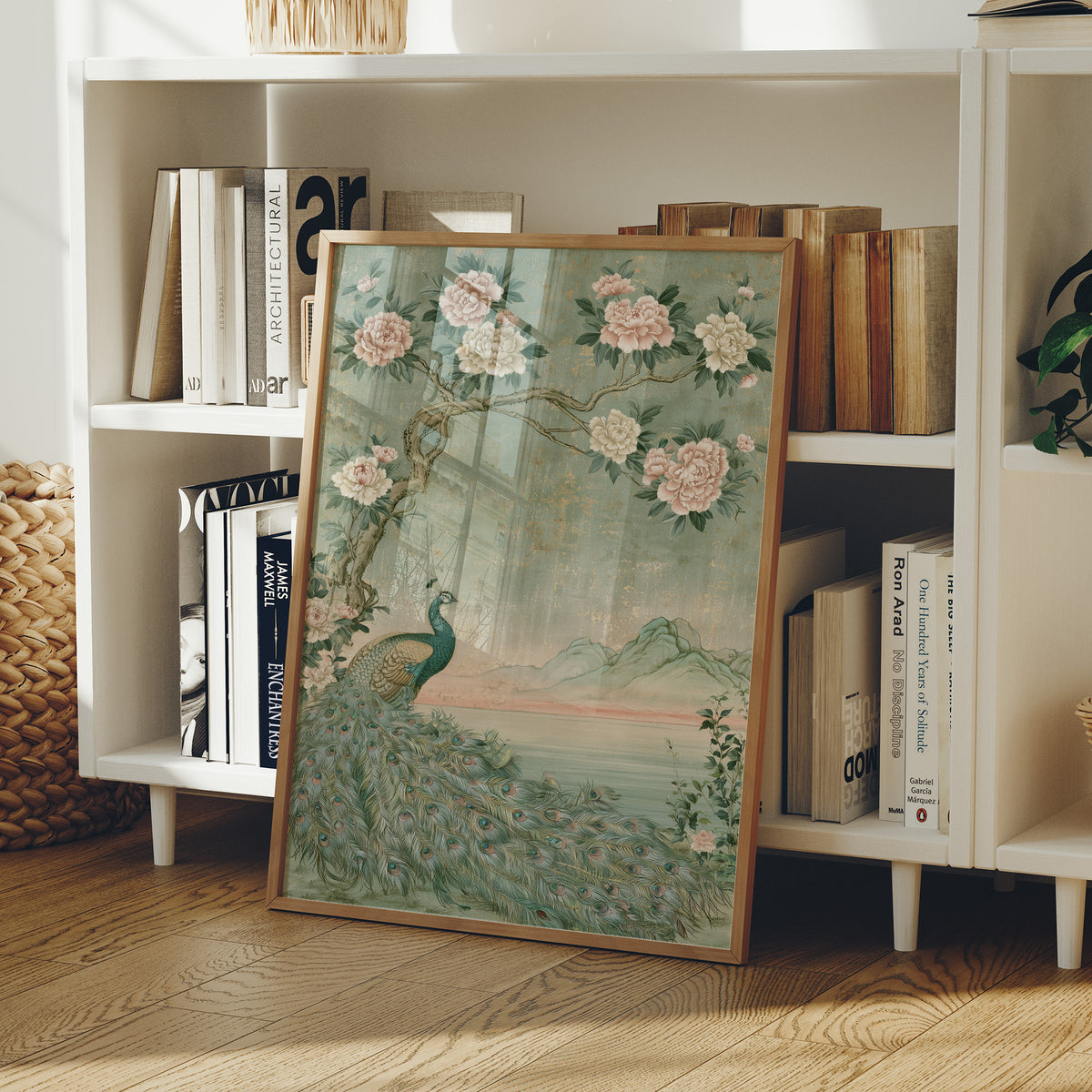 Peacock Peony Chinoiserie Mural