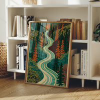 Winding River Retro Forest Print