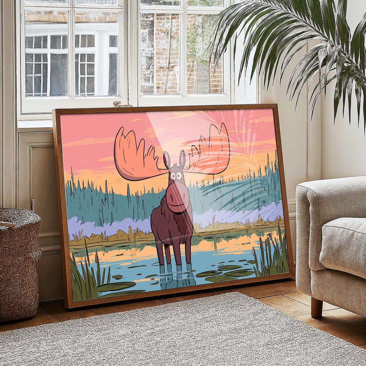 Wetland Moose Sunset Stare