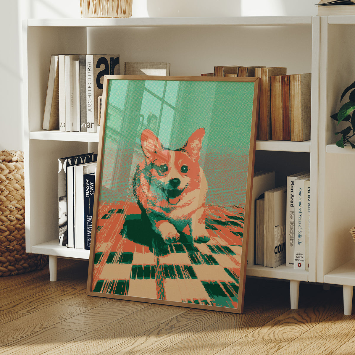 Pixelated Corgi Portrait Pop