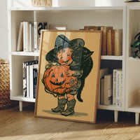 Vintage Halloween Child Pumpkin