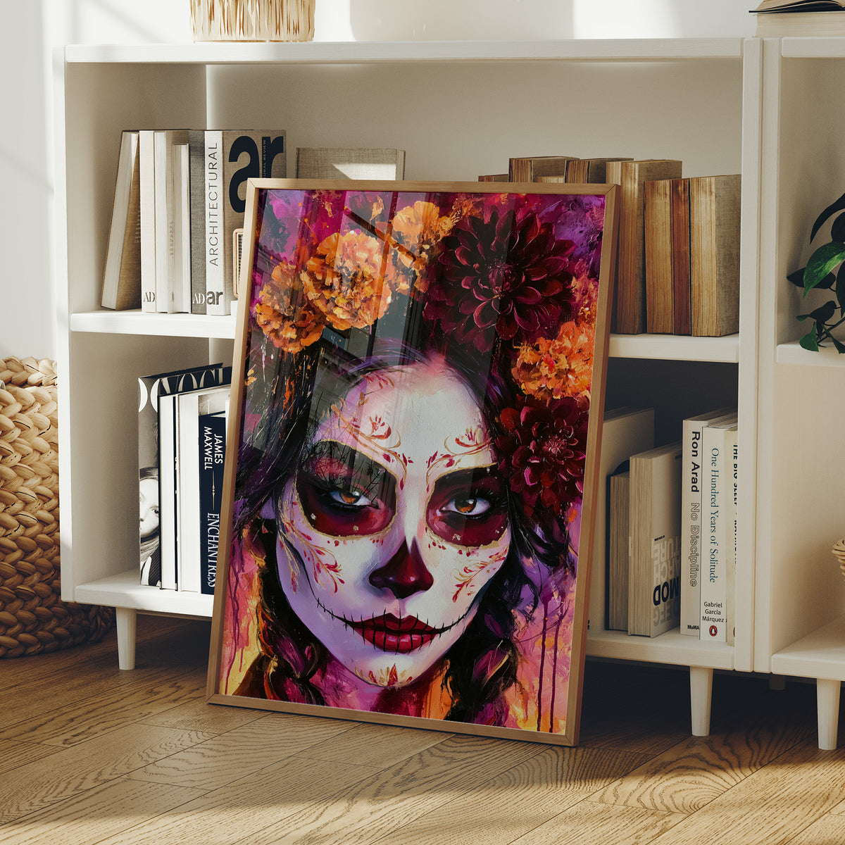 Sugar Skull in Marigold and Magenta