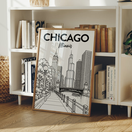 Chicago, Riverwalk Line Art