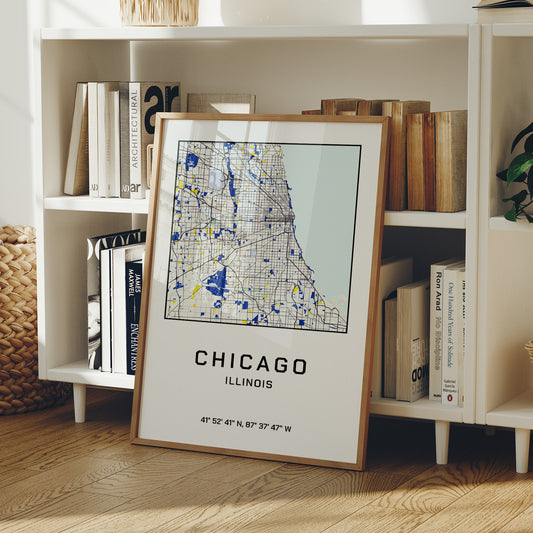 Chicago, Mapped in Navy & Gold