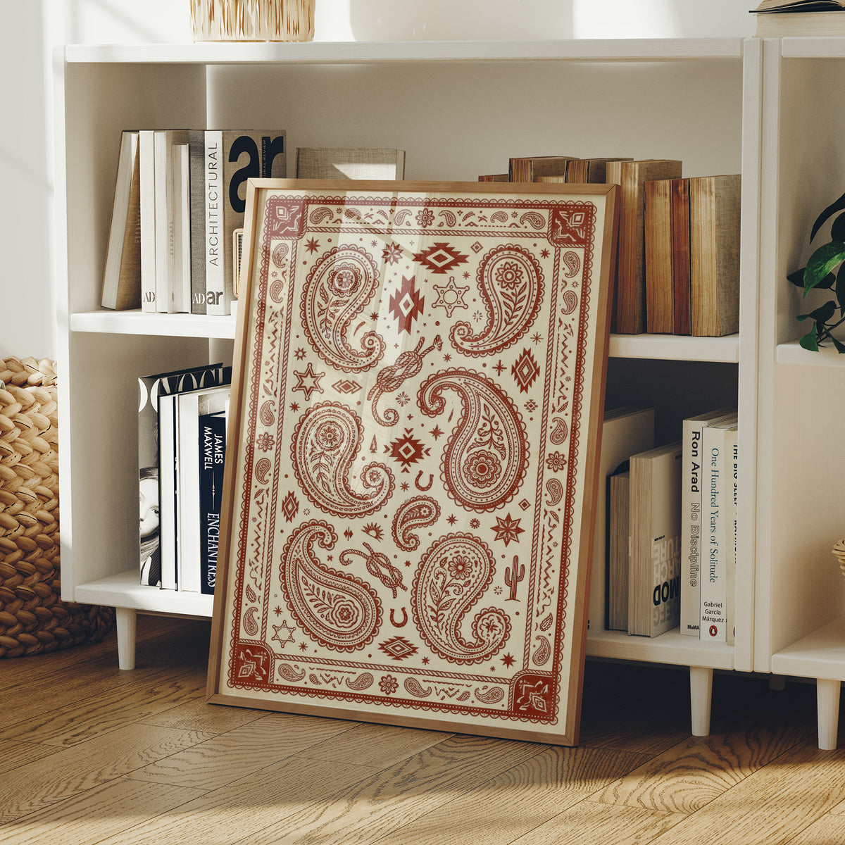 Rust Paisley Western Bandana Print