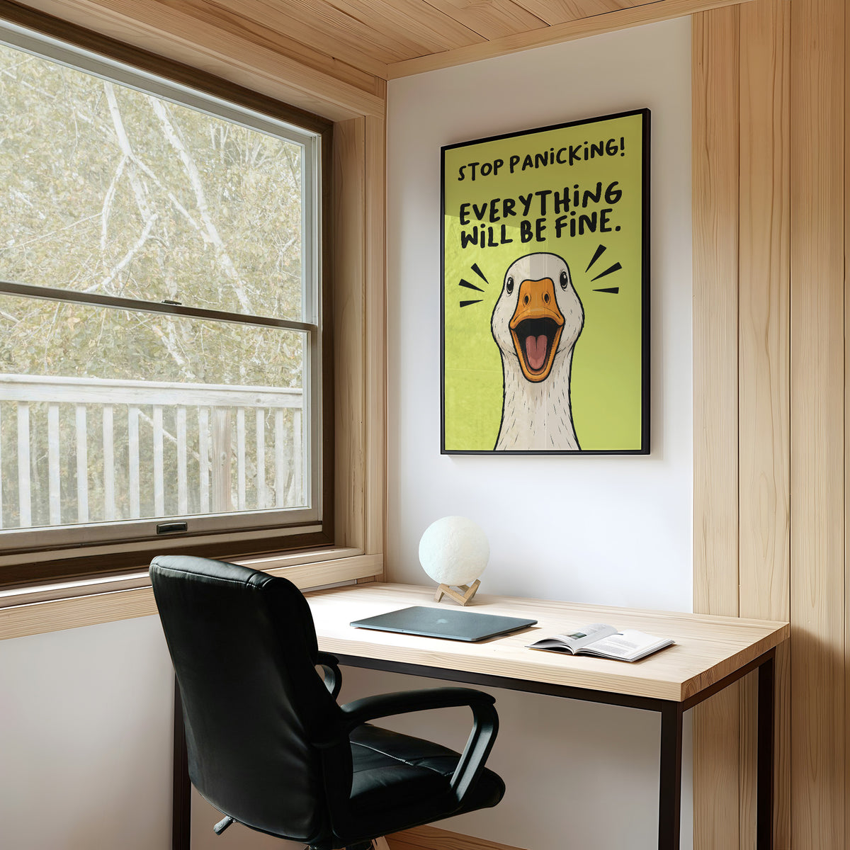 Stop Panicking! Goose Close-Up Comic Print