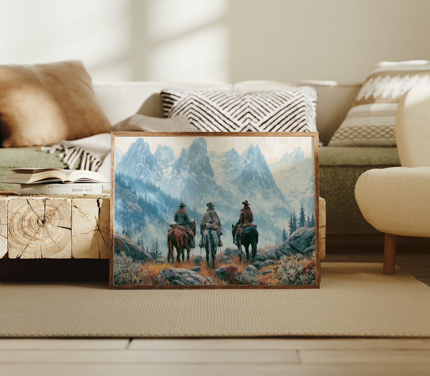 Three Riders Facing the Peaks
