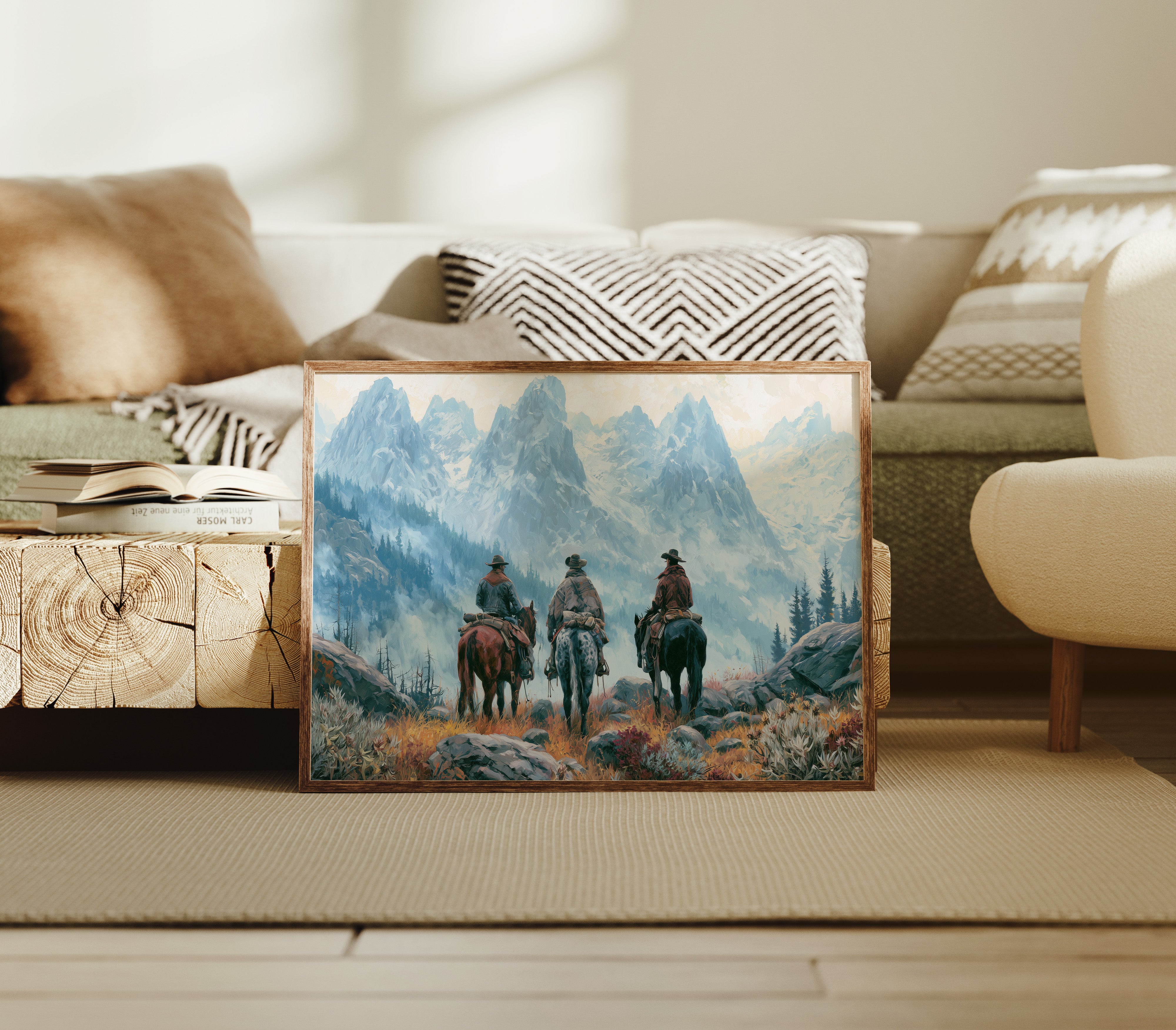 Three Riders Facing the Peaks