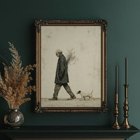 The Old Man Carrying Wildflowers — Surreal Figurative Print