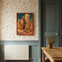 Cowgirl on a Giant Cat — Painted Western Fantasy Print