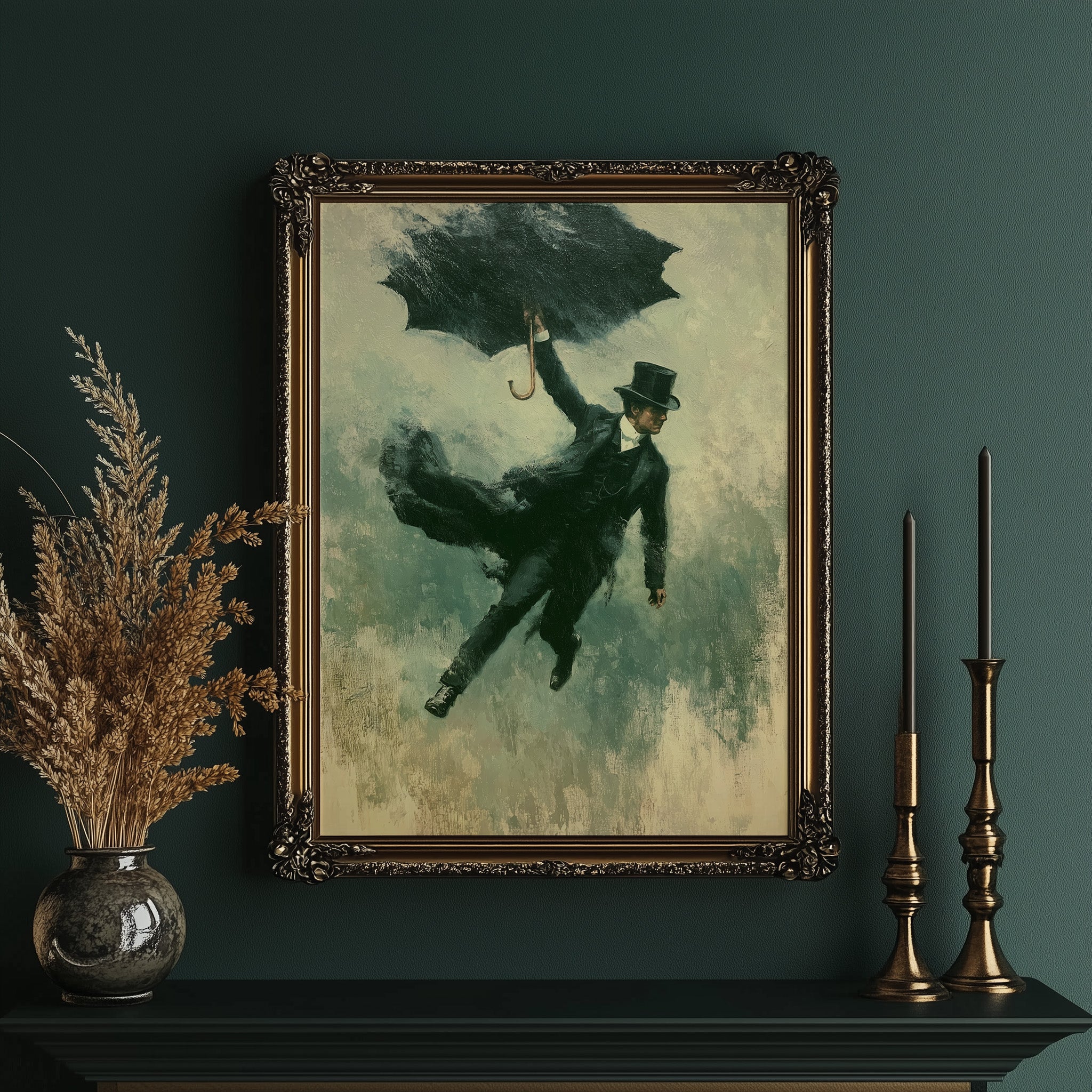The Falling Gentleman — Victorian Surrealist Oil Print