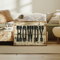 Howdy Weathered Wood Sign