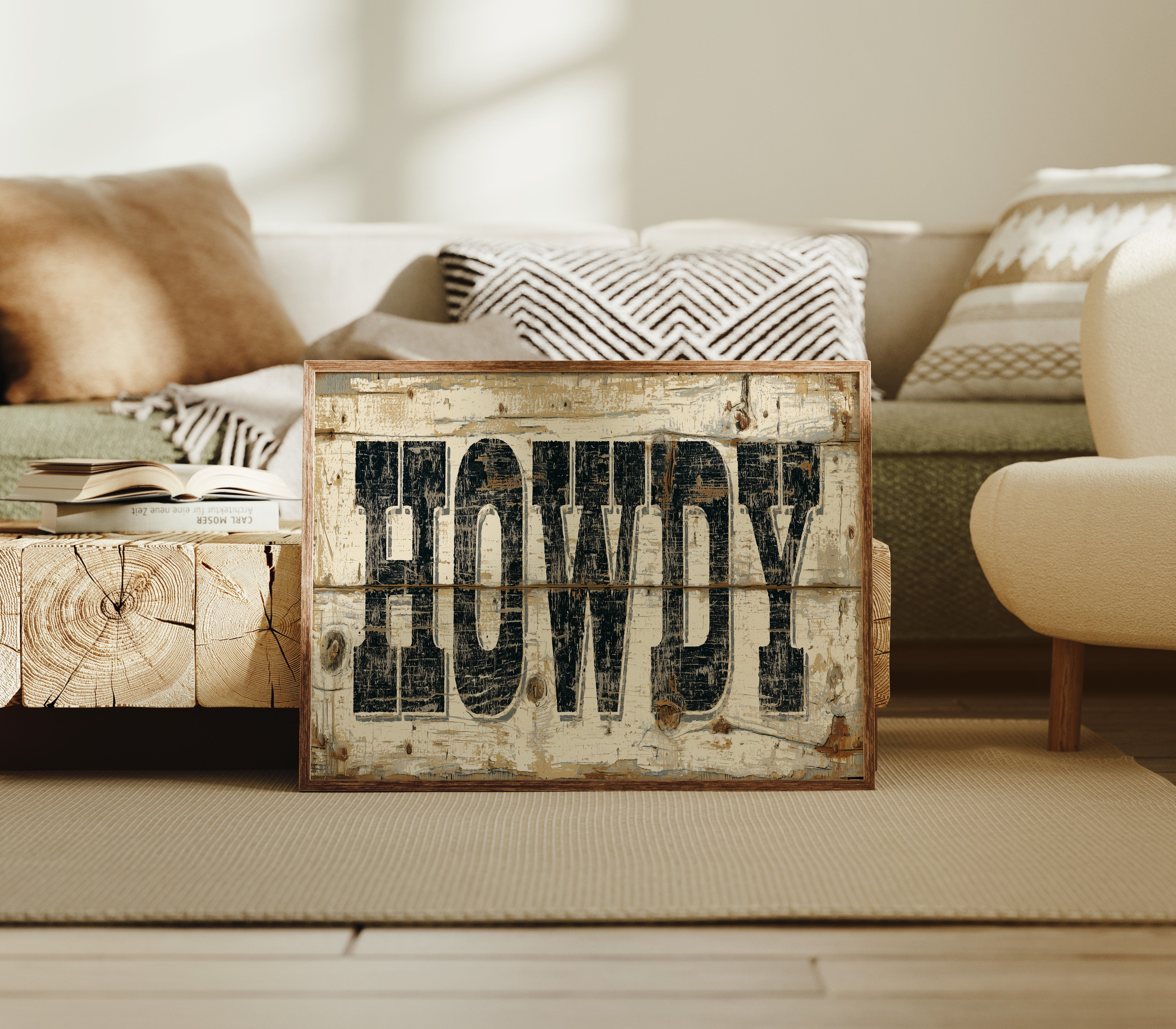 Howdy Weathered Wood Sign