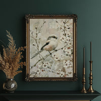 Long-Tailed Tit in Cherry Blossoms — Impasto Bird Painting