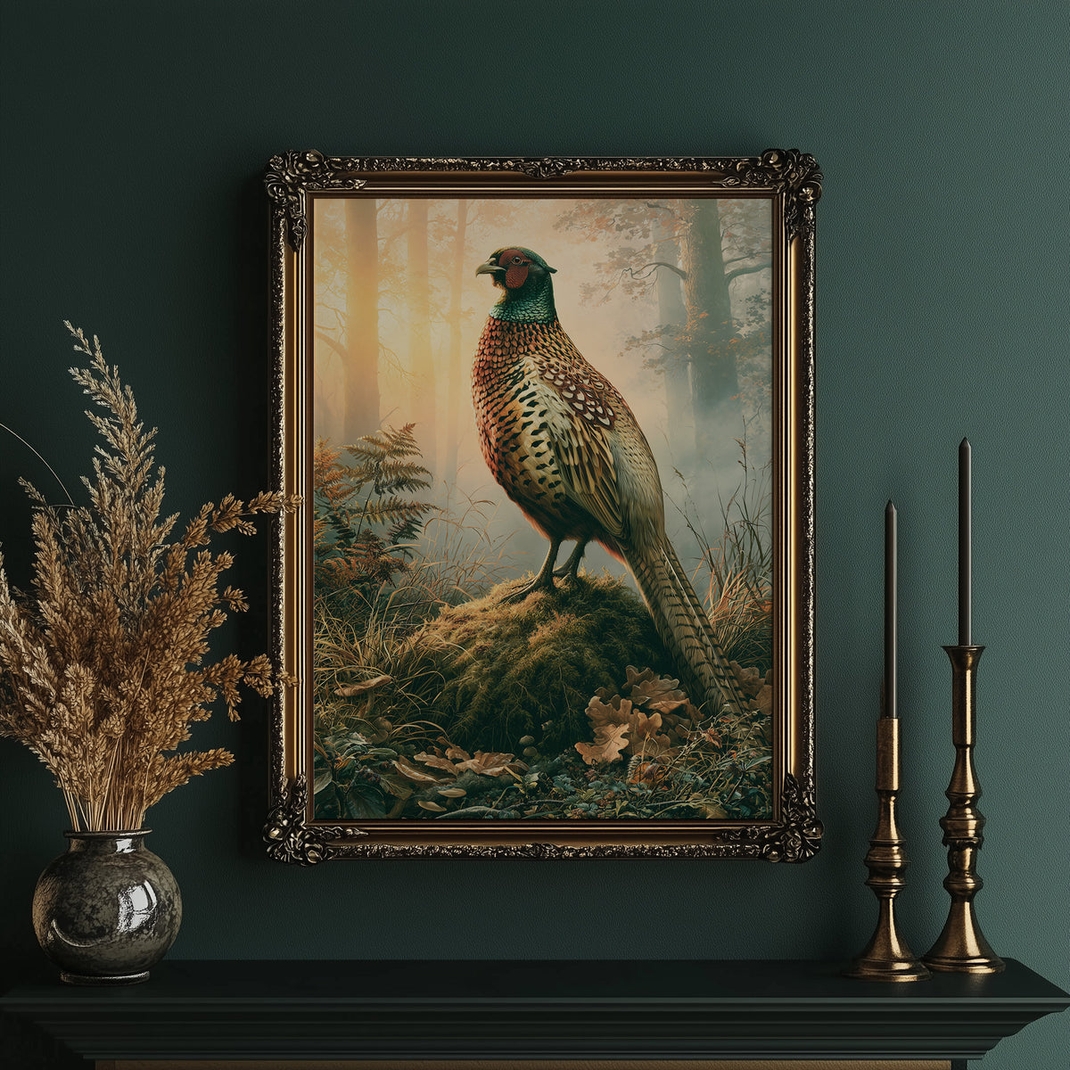 Pheasant at Dawn — Autumn Forest Wildlife Painting
