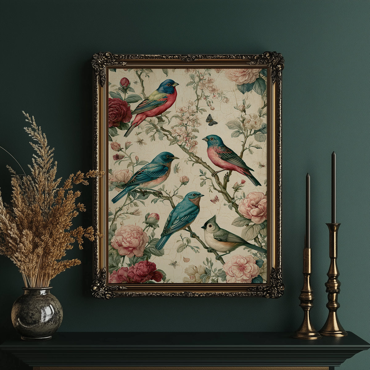 Songbirds and Roses — Vintage Chinoiserie Bird Print