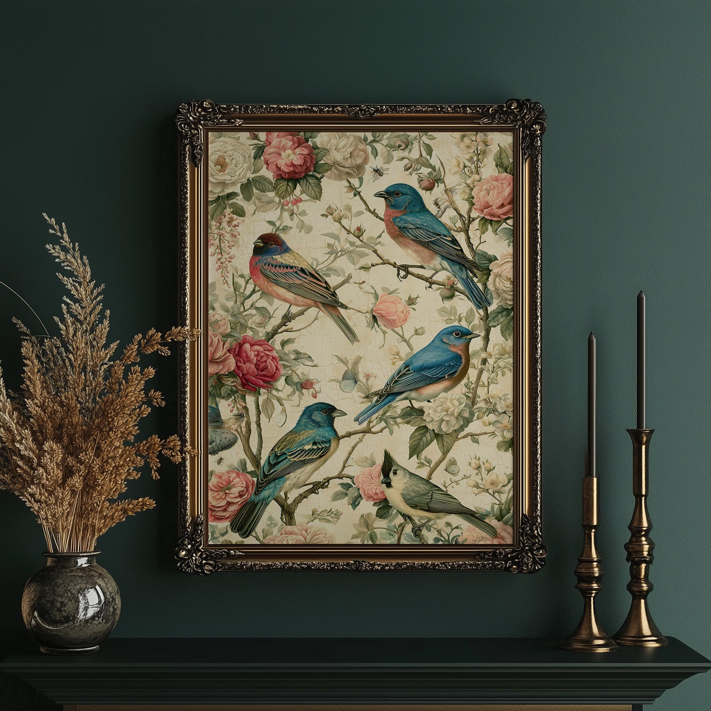 Songbirds and Roses — Garden Chinoiserie Bird Print