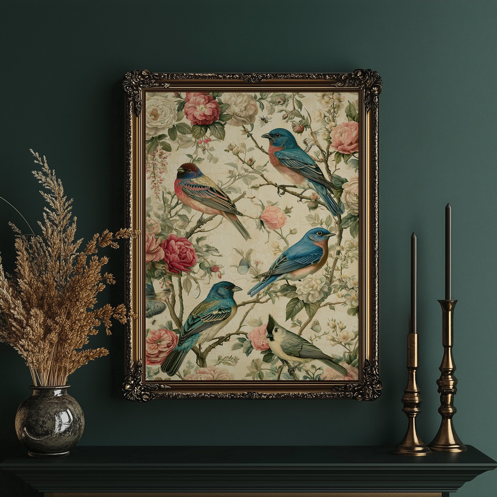 Songbirds and Roses — Garden Chinoiserie Bird Print