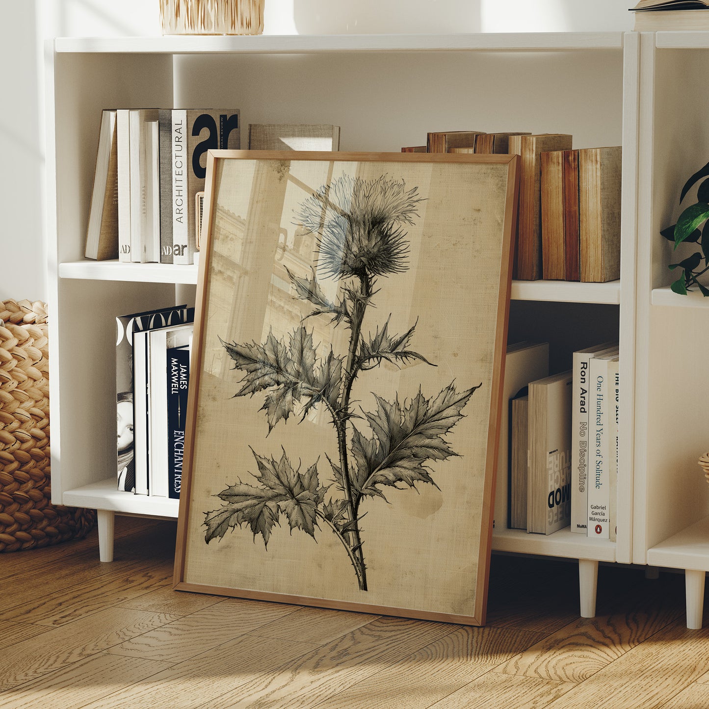 Thistle Study — Heavy Crosshatch Botanical Engraving