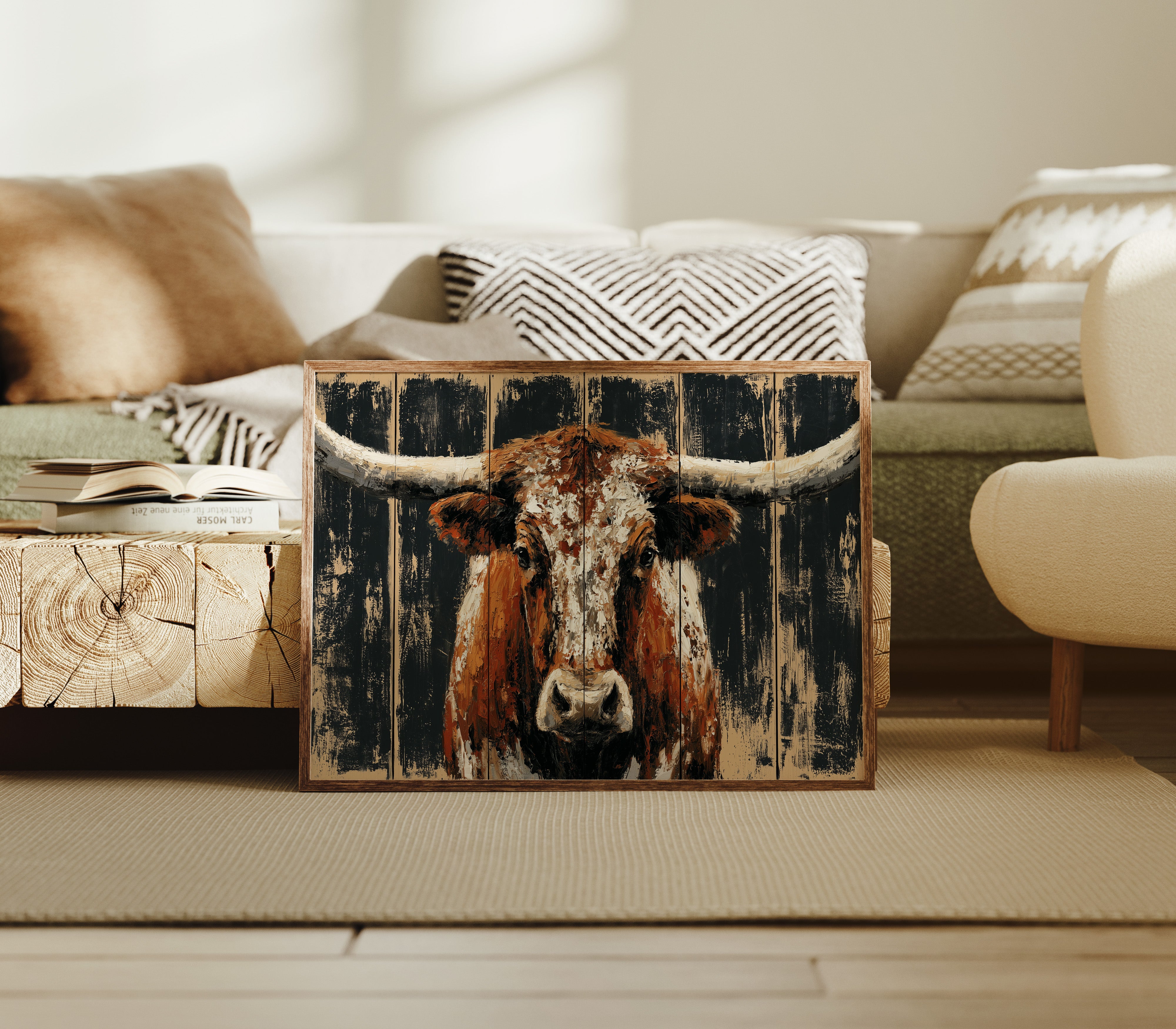 Longhorn Against Midnight Wood