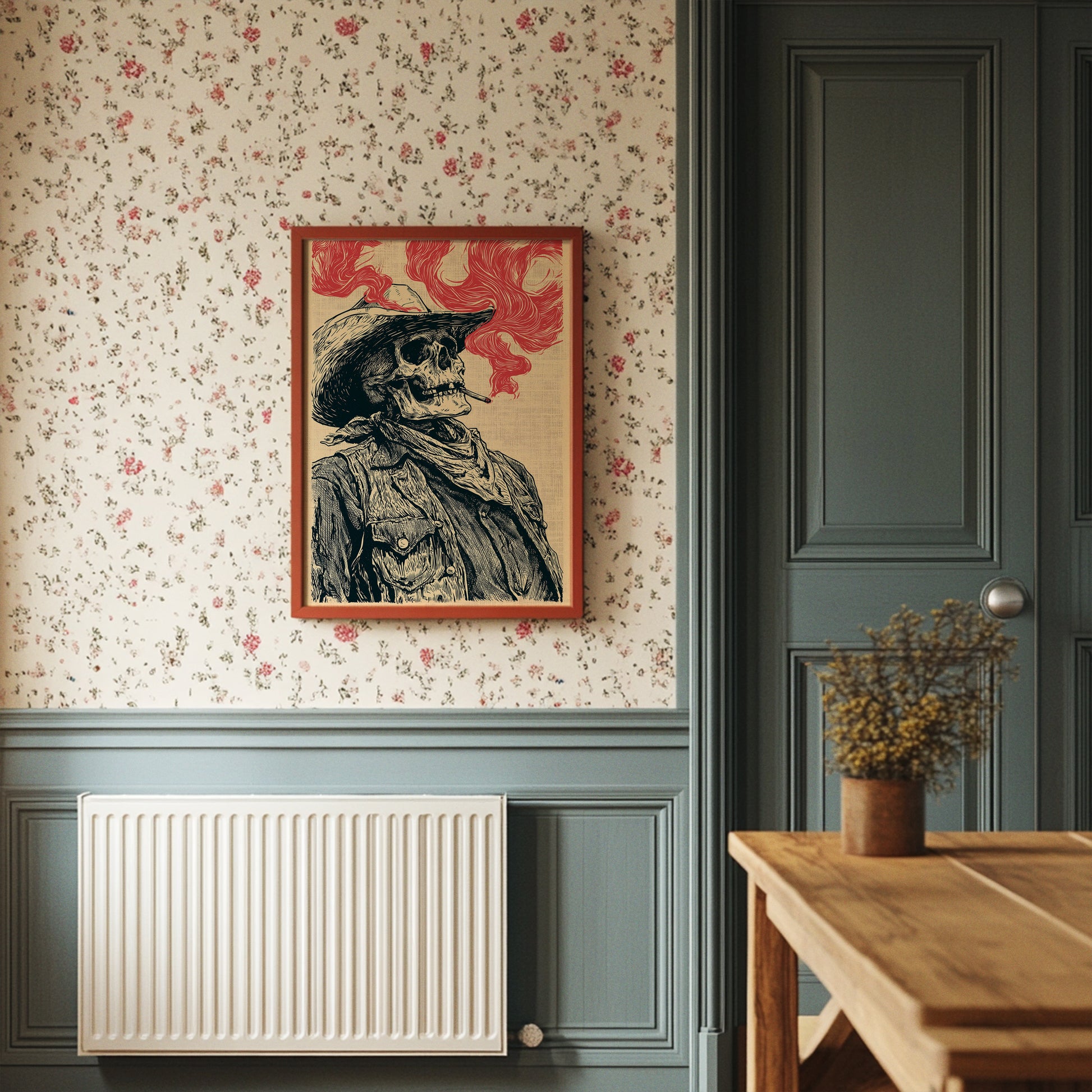 The Last Cowboy — Profile Skeleton Engraving Print