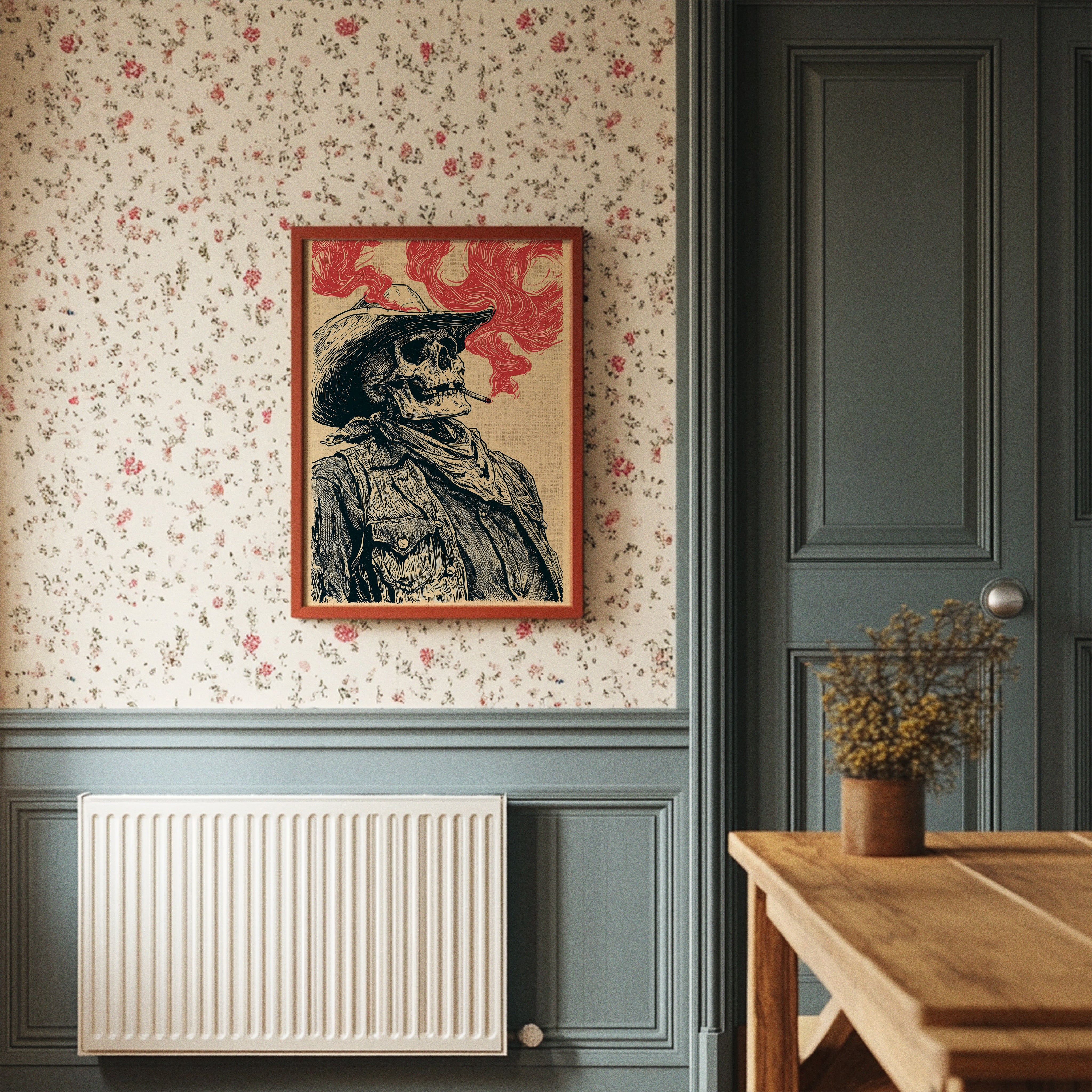 The Last Cowboy — Profile Skeleton Engraving Print