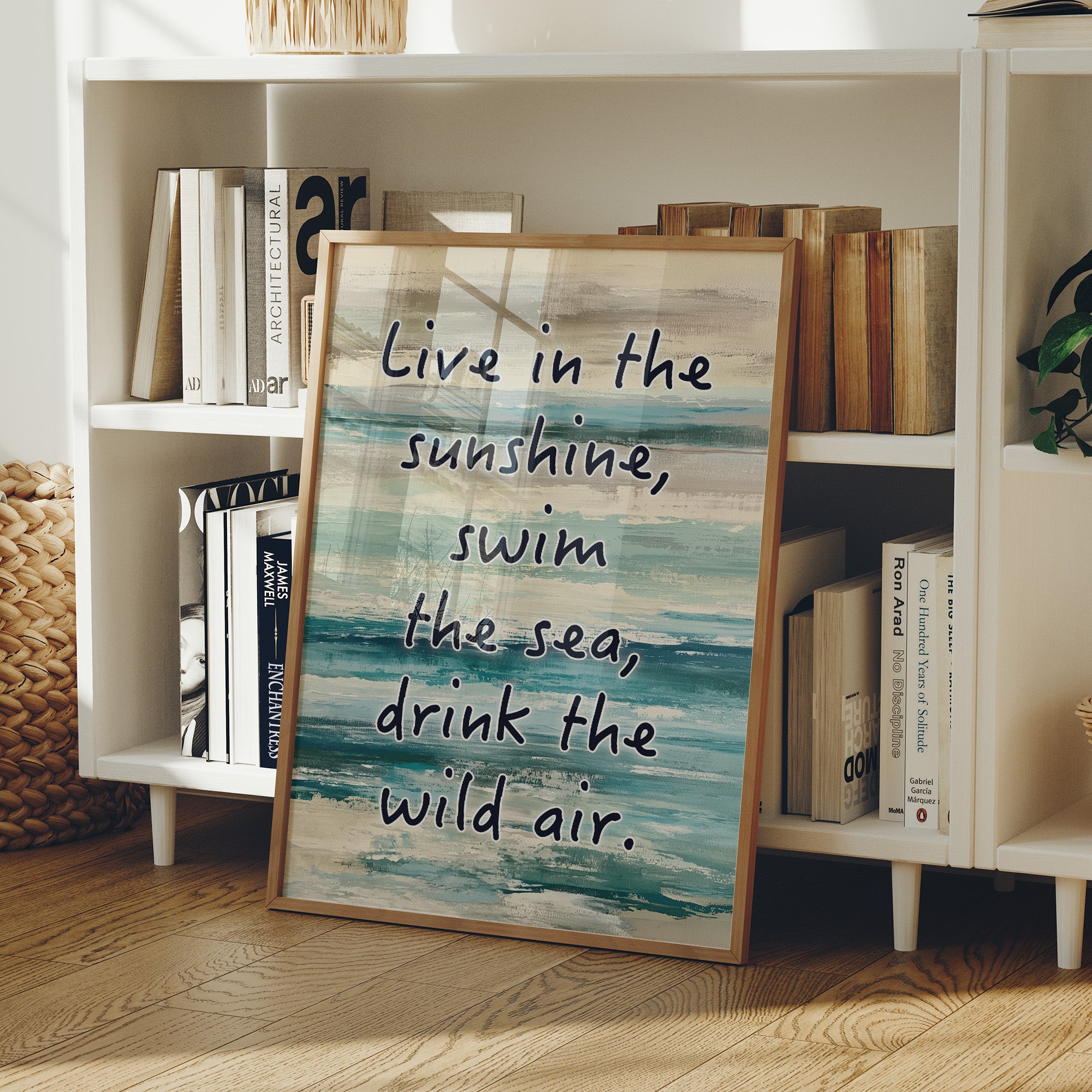 Live in the Sunshine — Coastal Abstract Quote Print