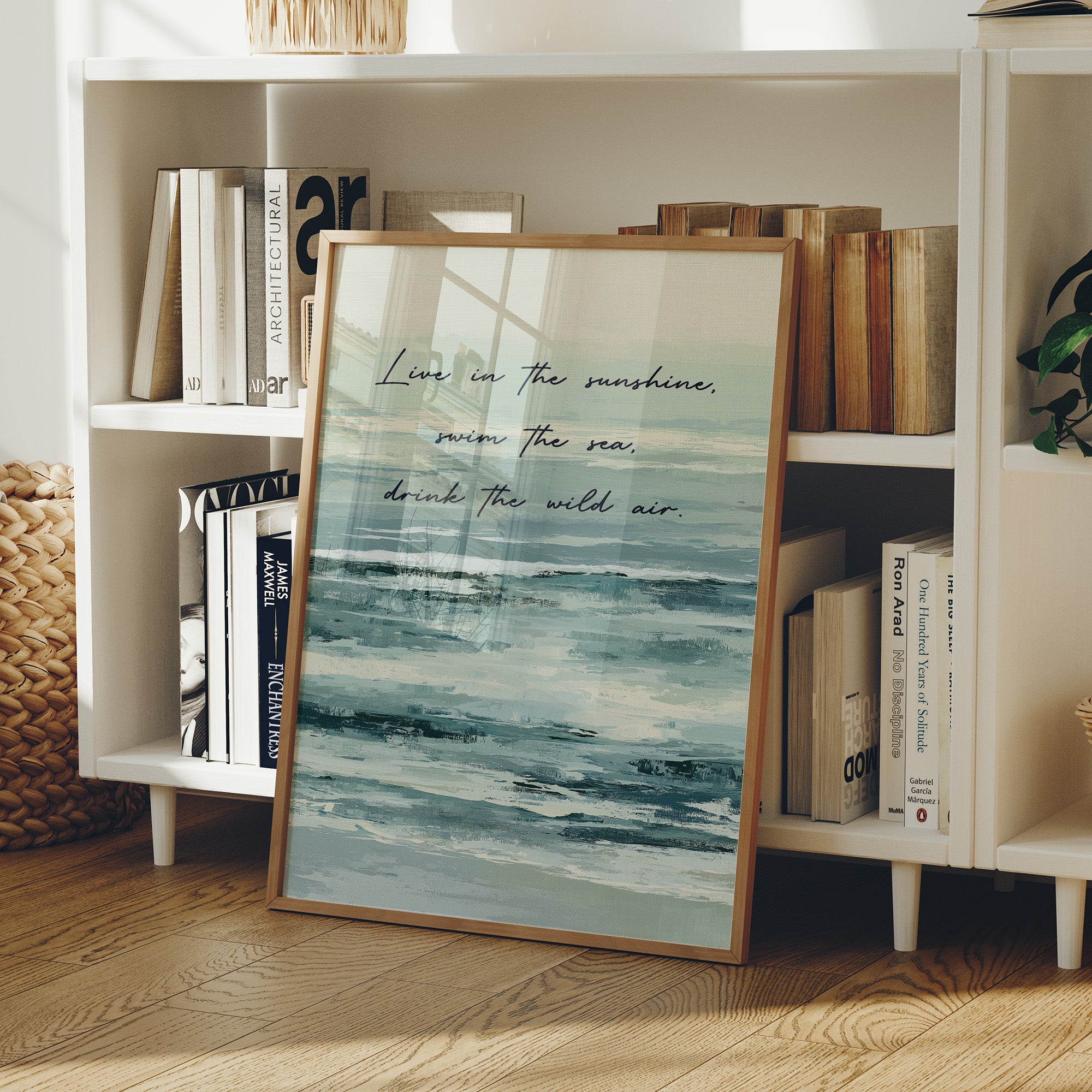 Live in the Sunshine — Seafoam Abstract Quote Print
