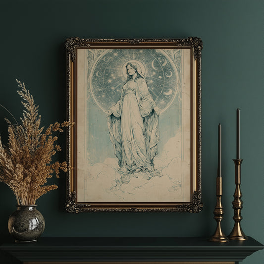 Our Lady of Stars — Art Nouveau Celestial Devotional Print